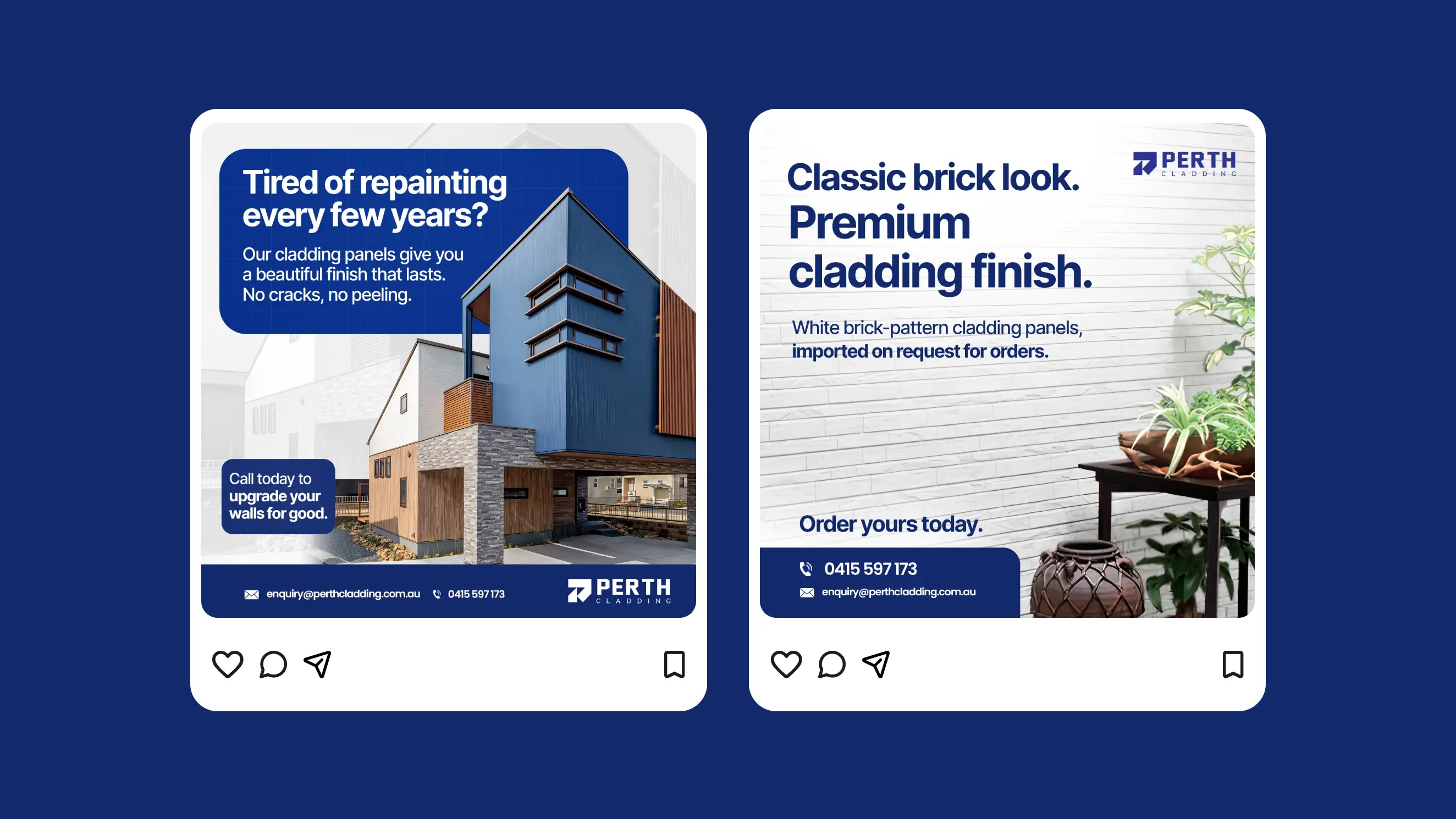 Perth Cladding social posts - repainting alternative and brick look finish