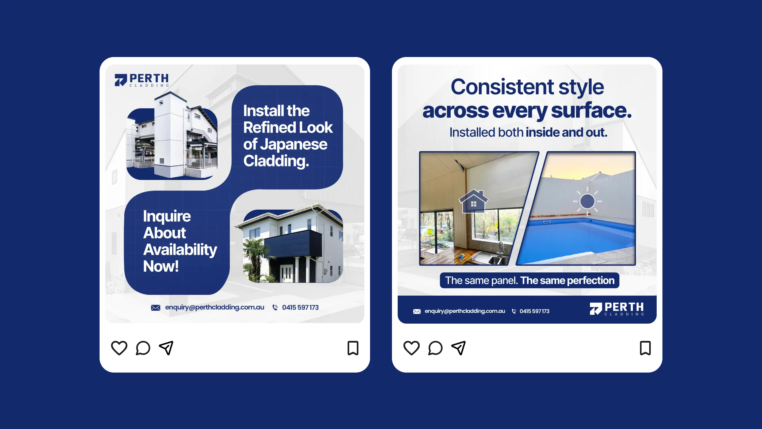 Perth Cladding social posts - Japanese cladding and consistent surface style