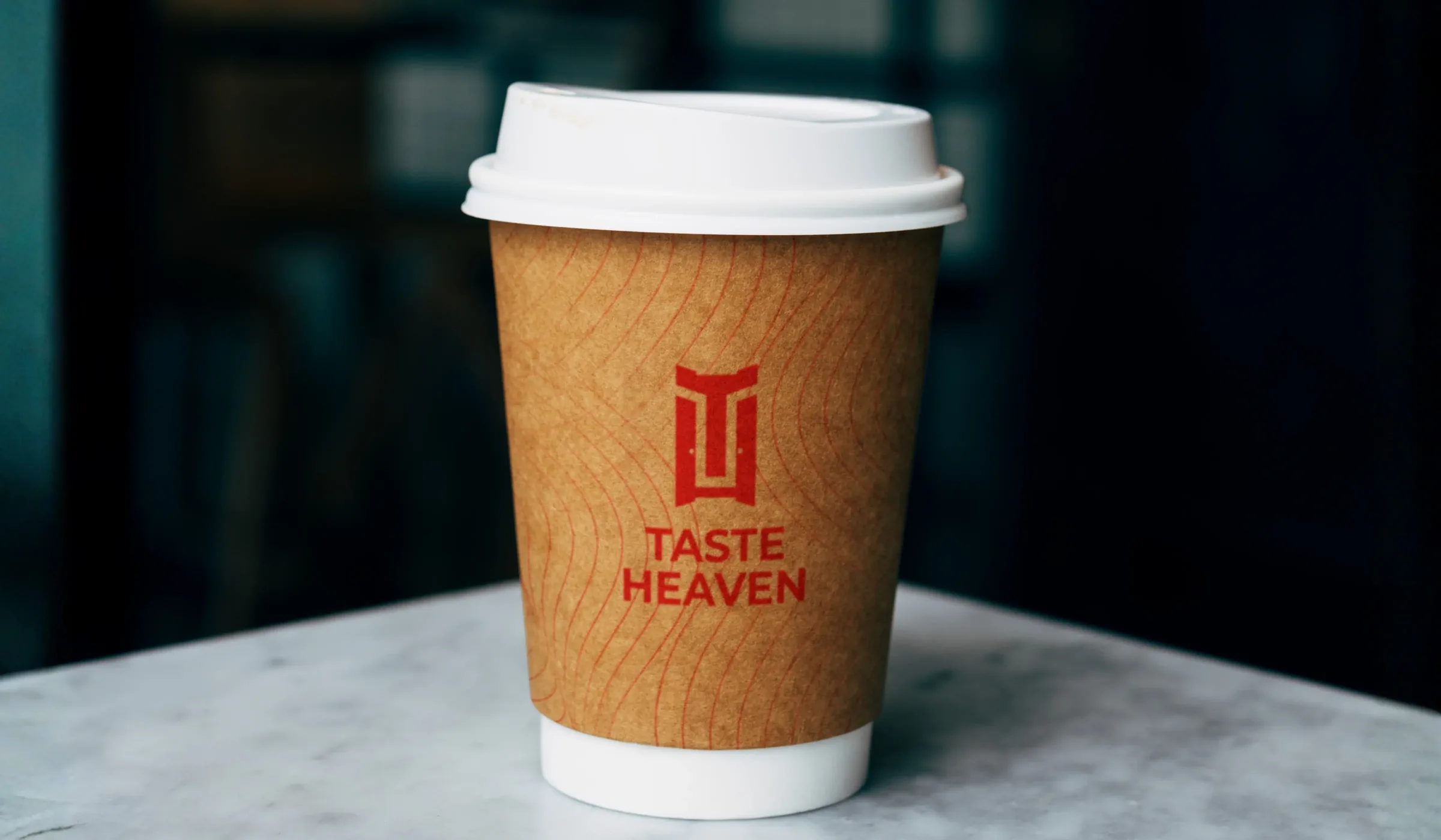 Taste Heaven branded cup mockup