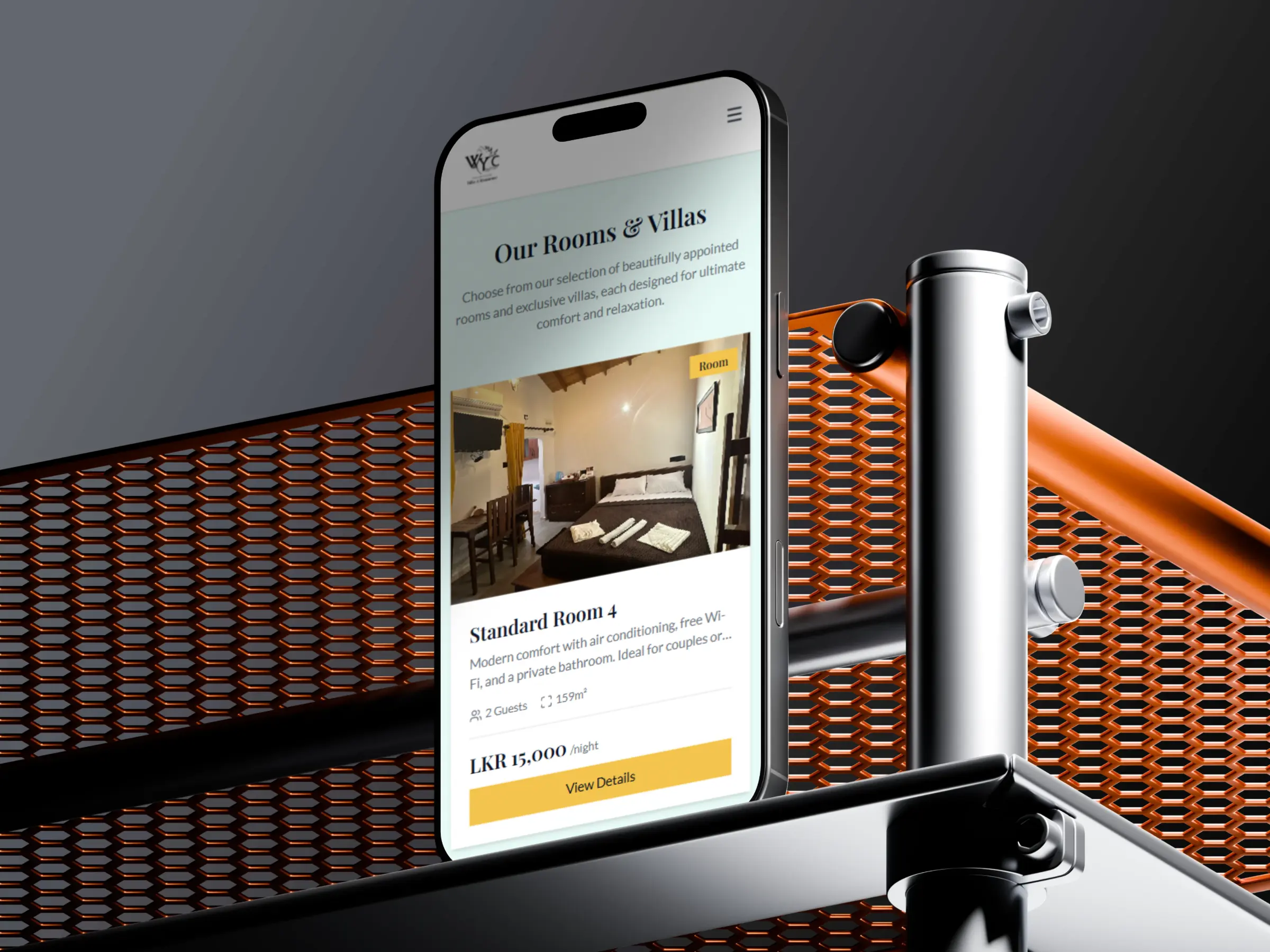 WYC Villas mobile rooms and villas page