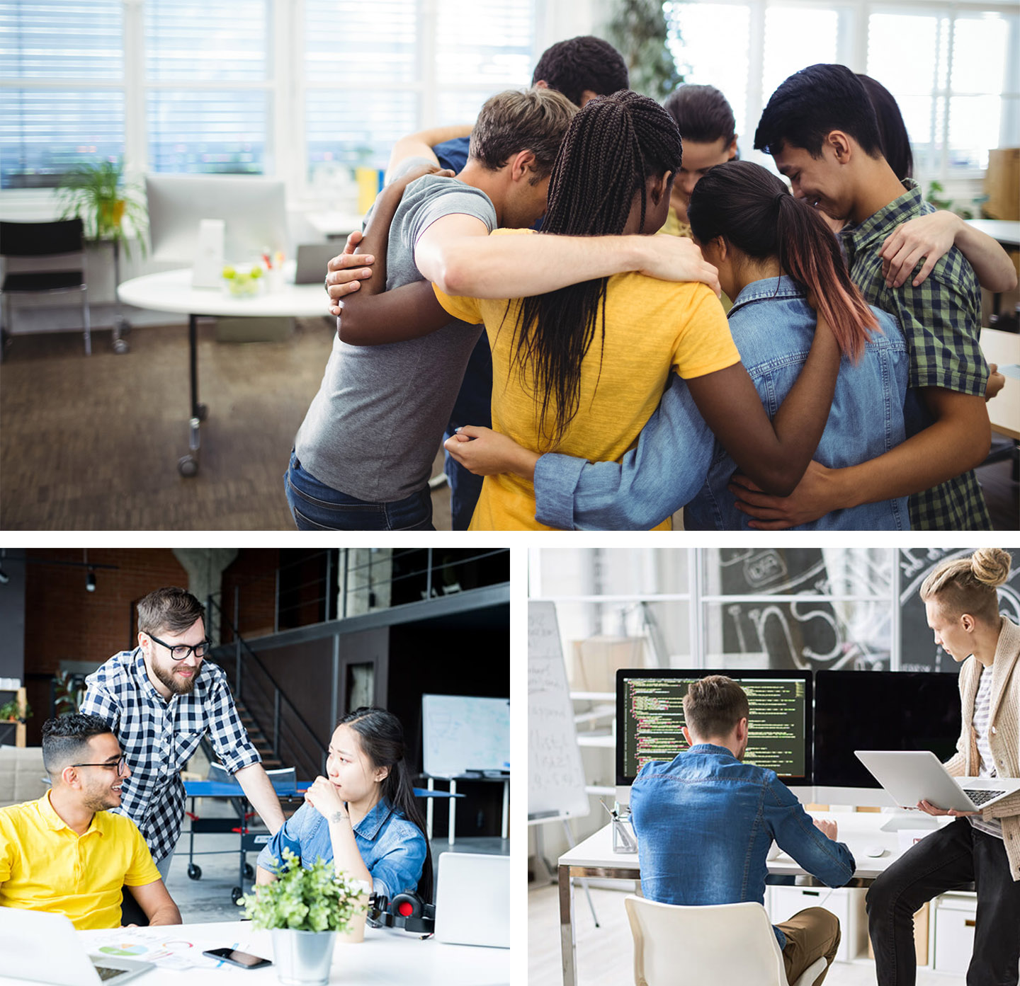 Pyxelio team members collaborating in a modern office environment